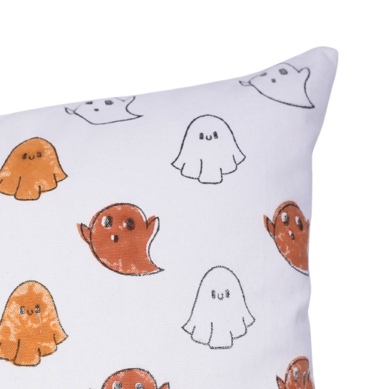 Coussin décoratif 12 pi x 20 po Fabhibine Halloween, Motif fantôme orange, Rectangle H 12 po x l 20 po