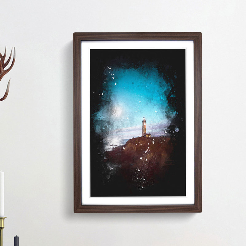 Pigeon Point Lighthouse - Picture Frame Graphic Art Print, 87cm H x 62cm W x 2cm D, Walnut Framed