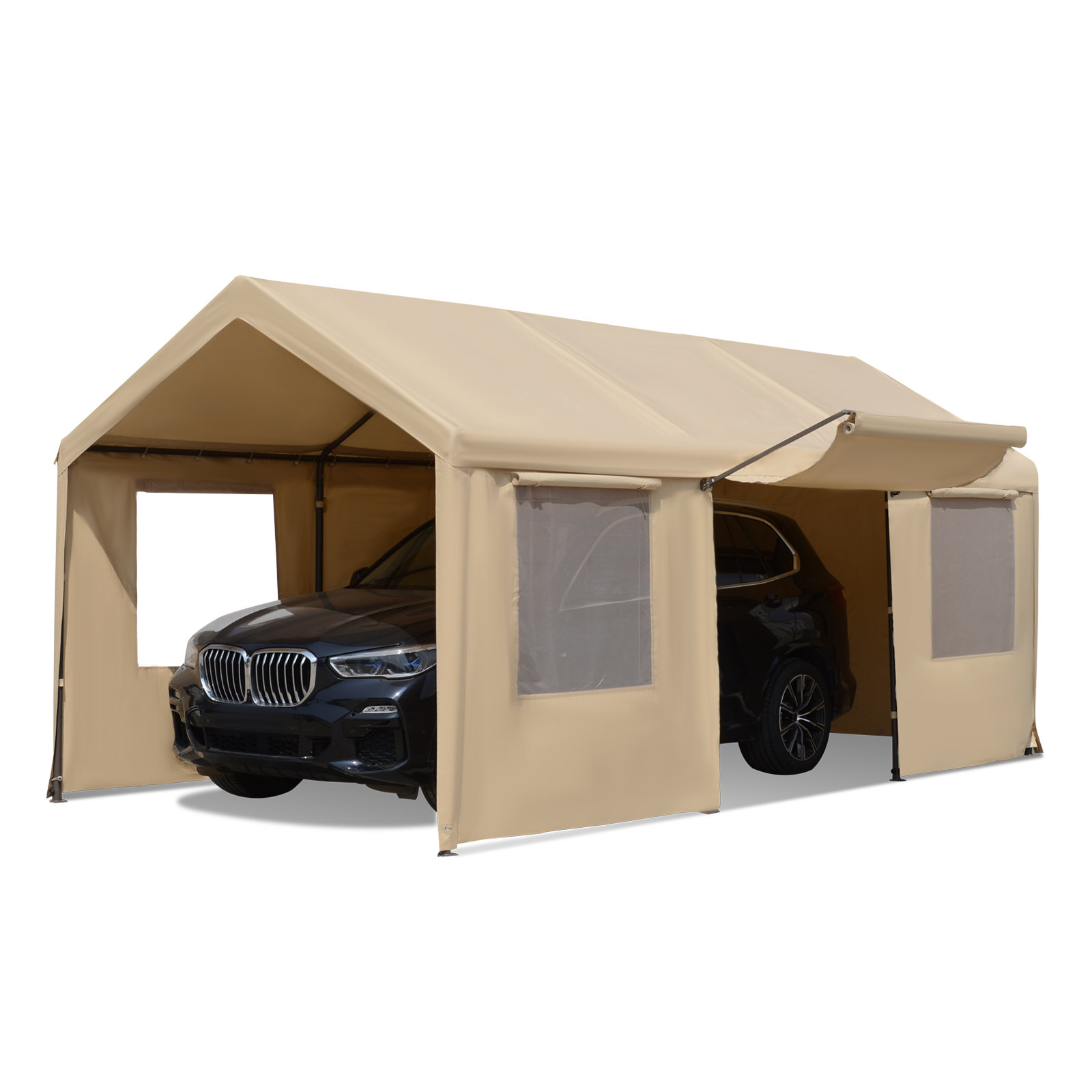 Gardesol Carport, 10X20ft Heavy Duty Carport with Roll-up Sidewall and ...