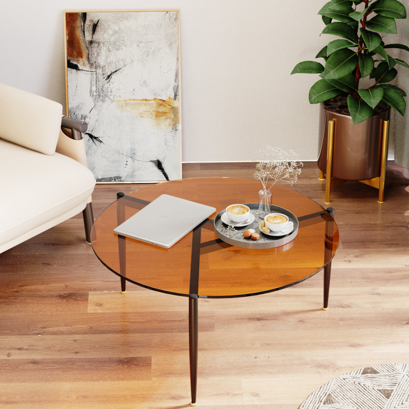 Bjarnhildur Glass Top Single Coffee Table, Tawny