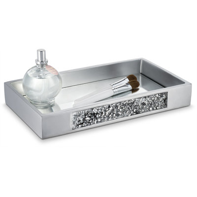 Dwellza Silver Mosaic Mirrored Bathroom Vanity Tray