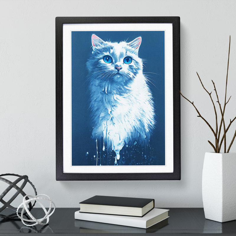 Painted Cat No.6 - Framed Print, Black Framed, 34cm H x 25cm W x 2cm D