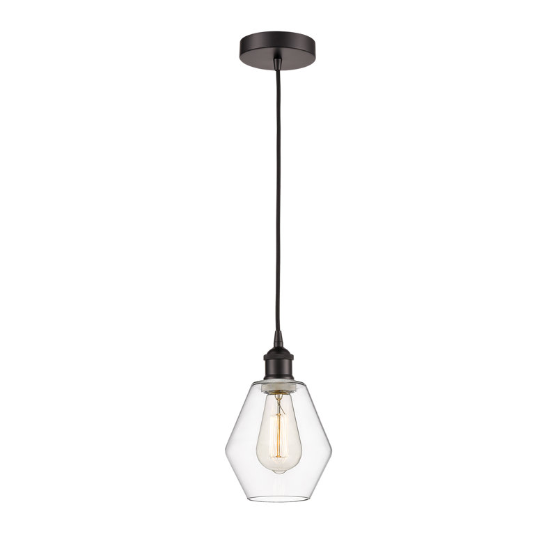 Luminaire suspendu 1 lumière Gabbie, Transparent, Bronze huilé