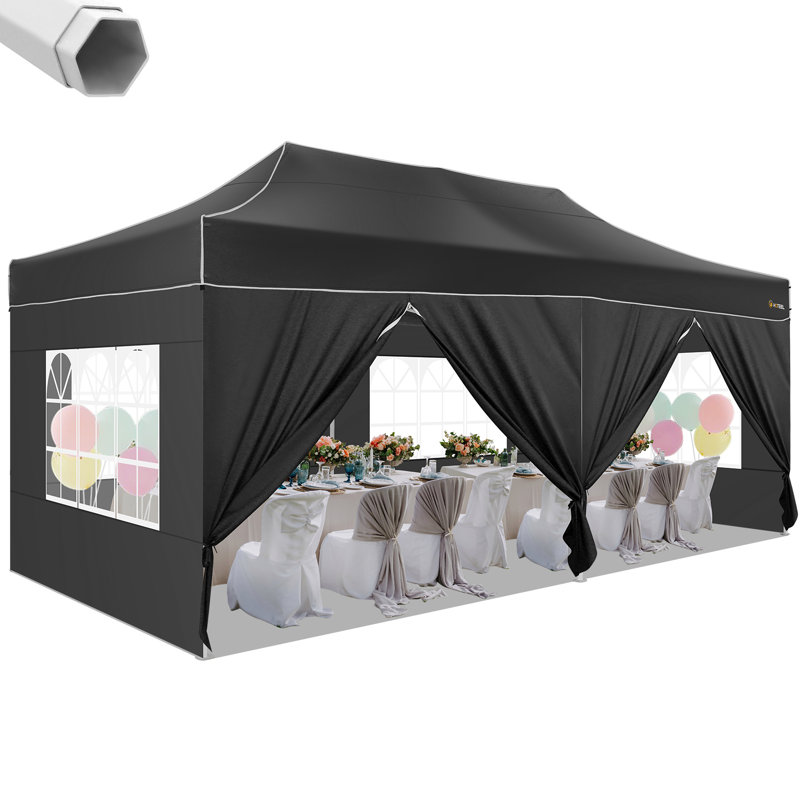 COBIZI Canopy Tent 10x20 Pop Up Heavy Duty Canopy Tent with 6 Removable Sidewalls,Party Tent for Weddings, Black