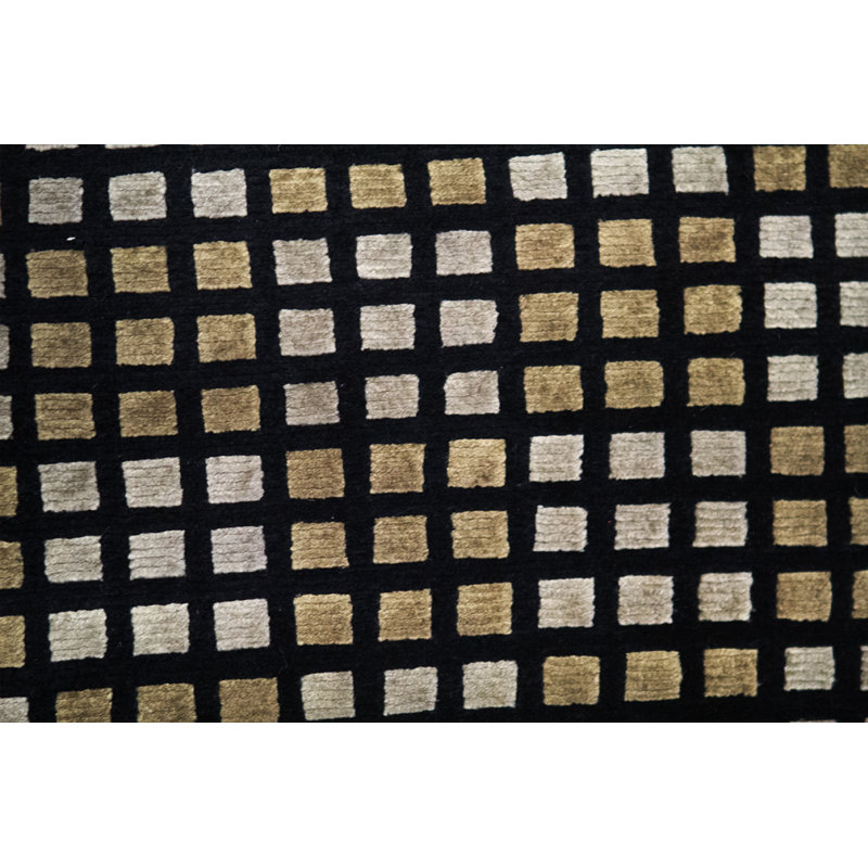 Hand-Knotted High-Quality Black and Taupe Area Rug