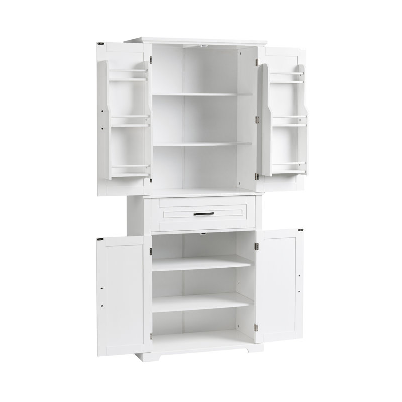 Armoire de rangement de salle de bain avec portes et tiroir, Blanc, H 72,2 po x l 29,9 po x P 15,7 po