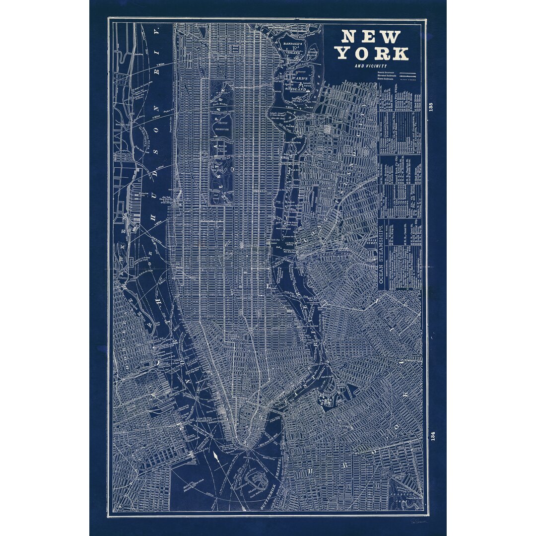 Leinwandbild Blueprint Map New York von Sue Schlabach