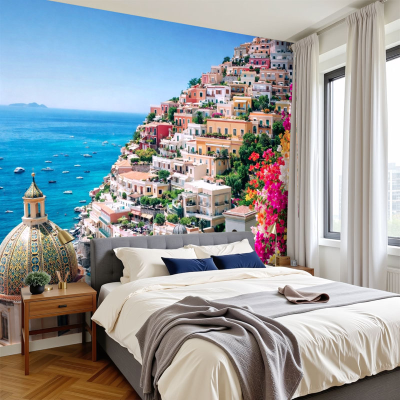 Panneau mural auto-adhésif moderne pour la chambre à coucher Positano, L 96 po x l 69 po