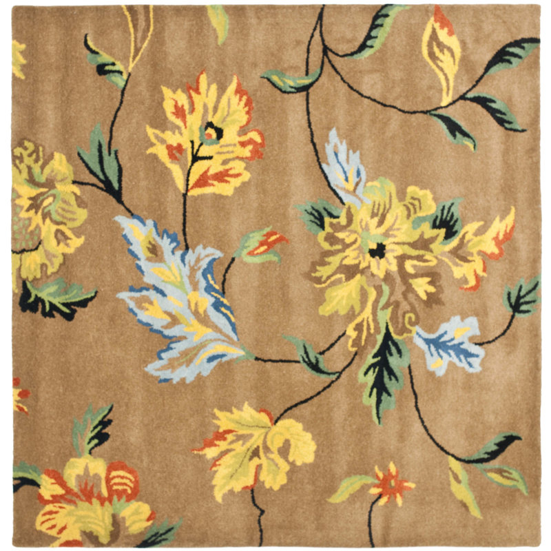 Soho Hand Tufted Wool And Viscose Floral Rug, Square 8'