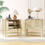 Table de chevet 2 portes Rattan-123043767
