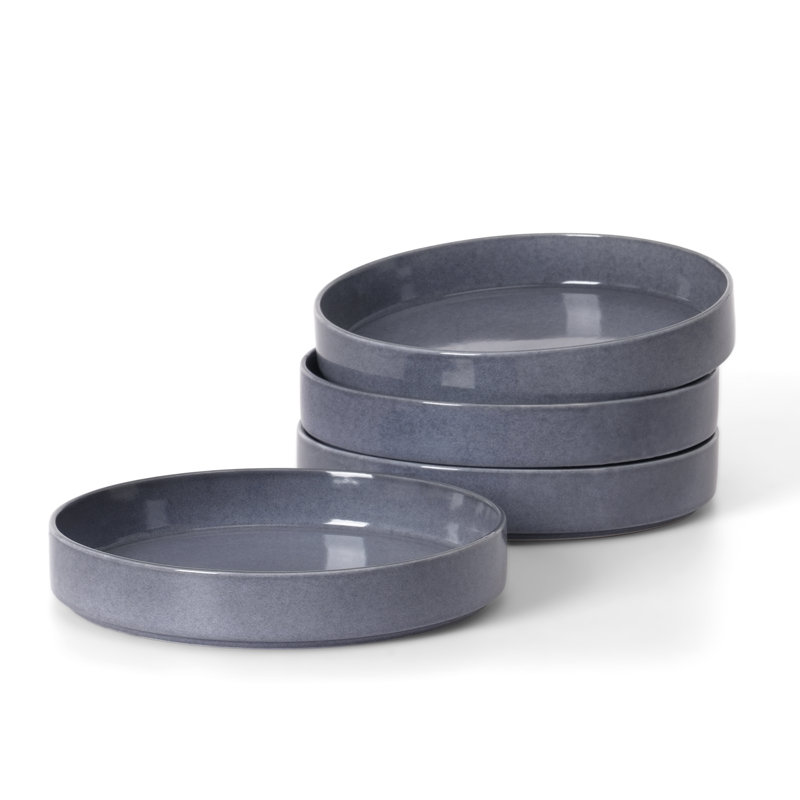 Gisella 42 oz. Bol à pâtes en grès, Gris / Blanc