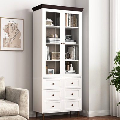 White Storage Cabinet With Adjustable Shelves - Tall Kitchen Pantry For Living Room Glass Door Design Doors Shelf Option