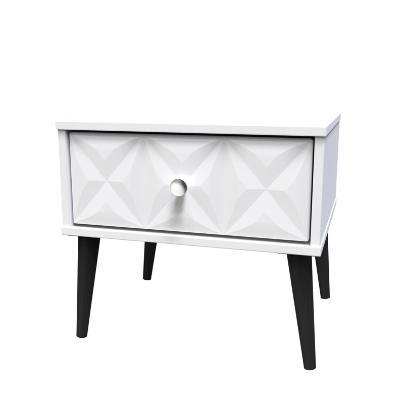 Pixel 45cm W Manufactured Wood Bedside Table, White