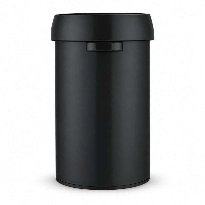 Poubelle commerciale Home Zone Living de 60 litres (16 gallons), ronde, à ouverture supérieure, couvercle amovible, en acier inoxydable, noir mat