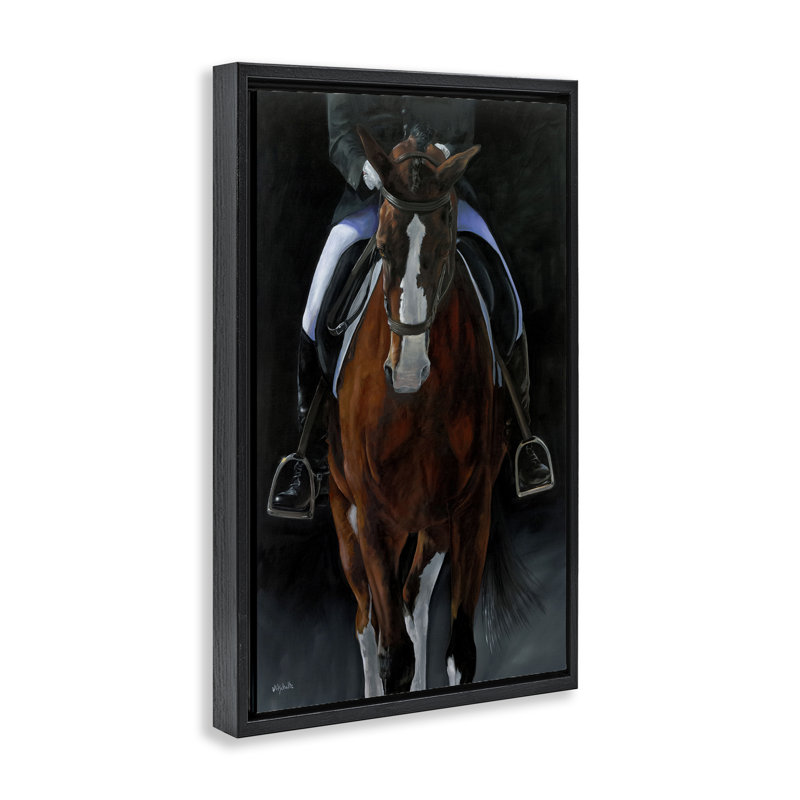 «Balance Trotting Horse», toile flottante encadrée par Victoria Schultz, Cadre flottant noir de jais, H 25 po x l 17 po
