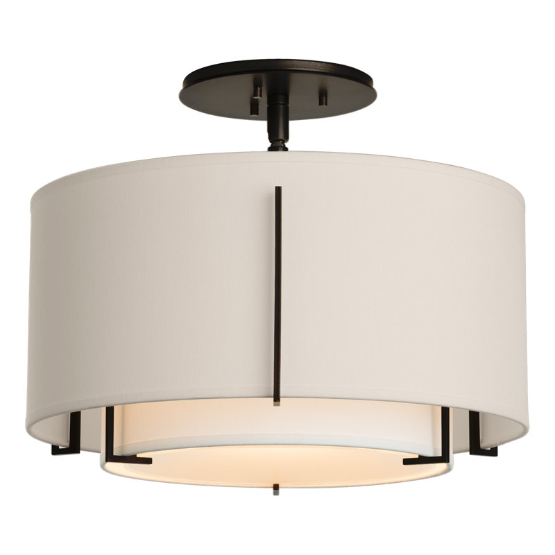 Exos 3 - Light Semi Flush Mount, Black, Flax, 12.2" H x 16.1" W x 16.1" D