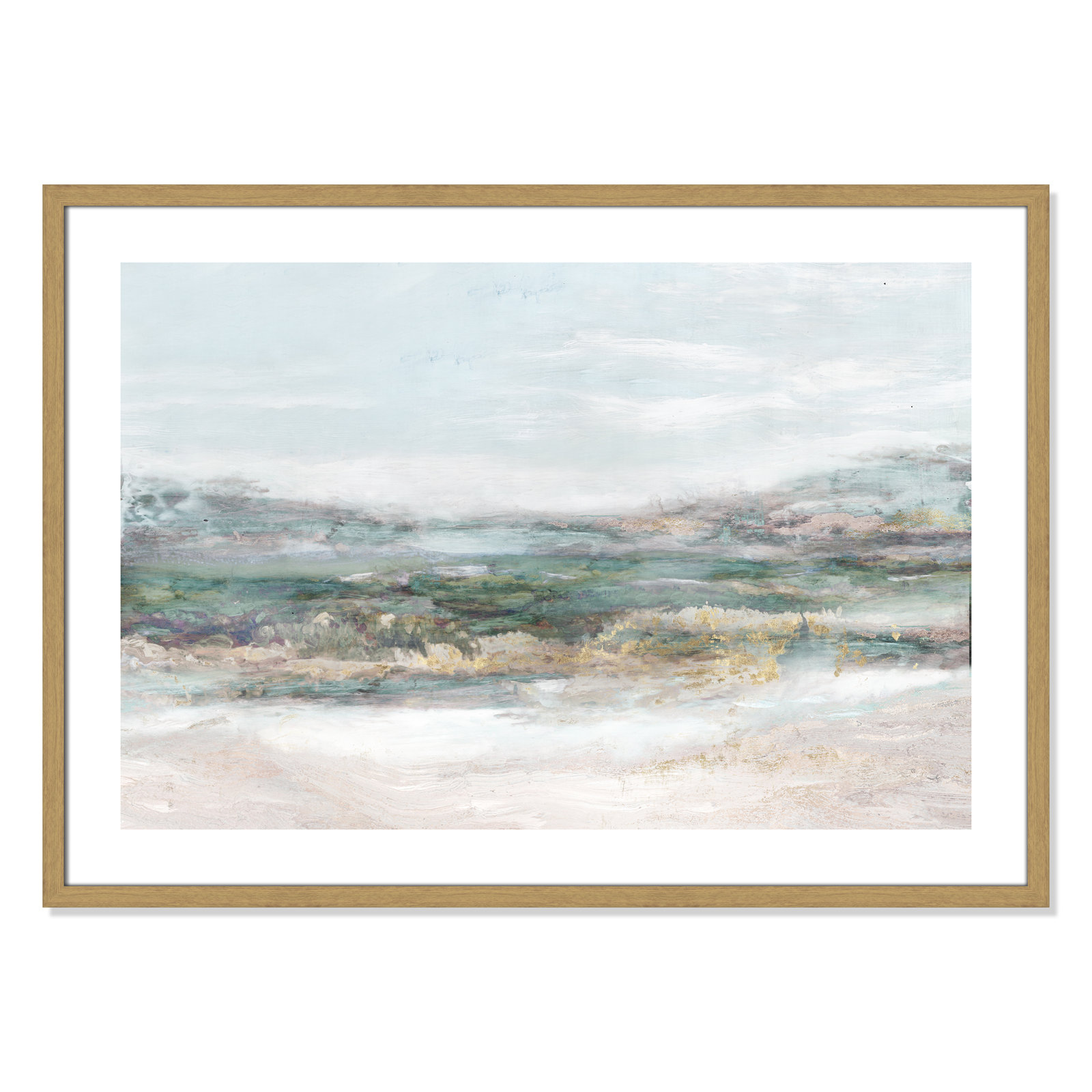 Dazzling by Matina Theodosiou - Painting Print on Canvas, White, Natural Wood Grain Framed Paper, 25.5" H x 35.5" W x 0.75" D