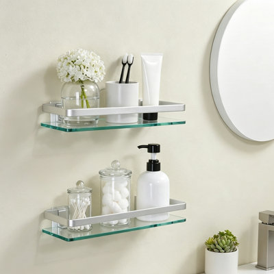 Wall Mounted Required Glass Shower Shelf