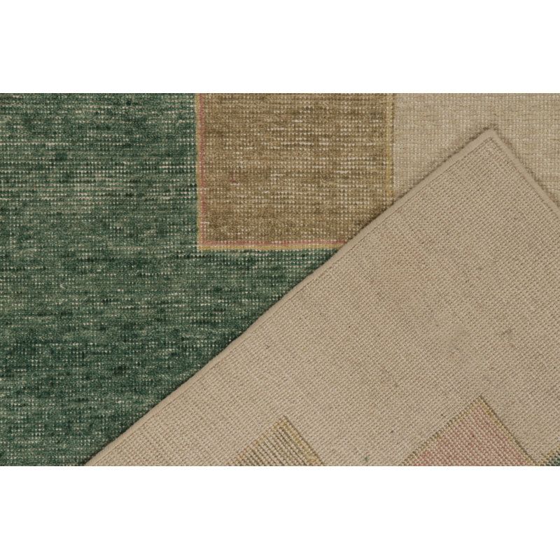 Distressed Homage Hand Knotted Wool Geometric Area Rug, Rectangle 9' x 12'
