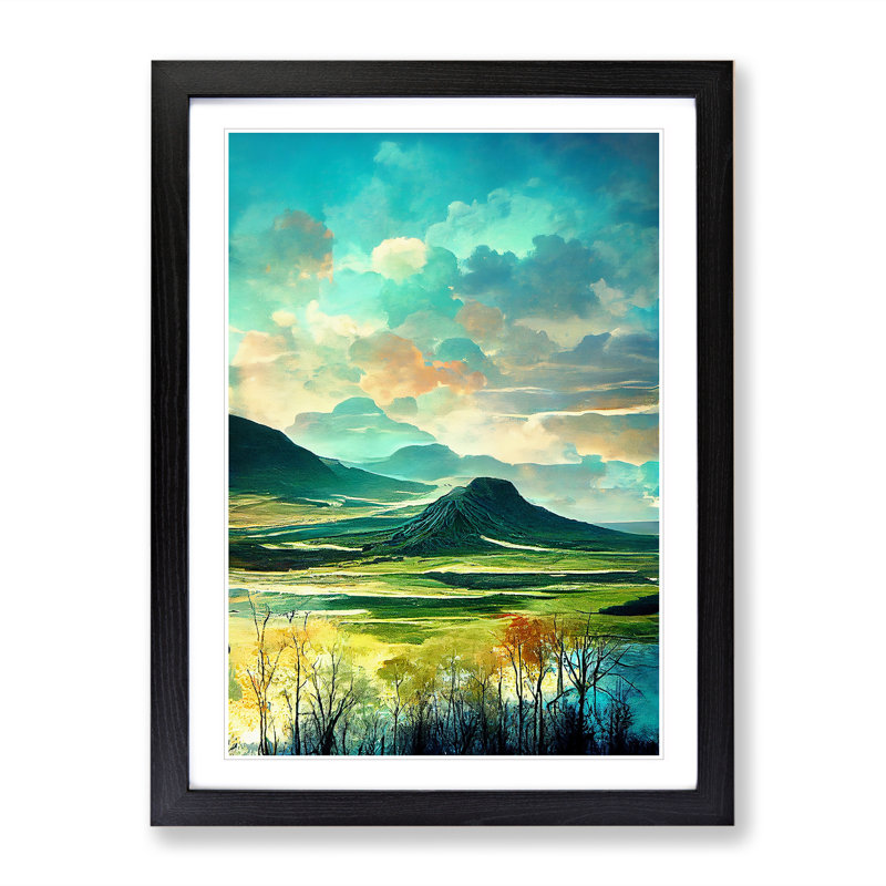 XV1022-5332X Wonderful Mountain Landscape No.1 - Single Picture Frame Print, 64cm H x 46cm W, Black