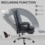 Fauteuil de bureau massant avec inclinaison à 135° et fonction chauffante, revêtement en microfibre grise, capacité de 120 kg