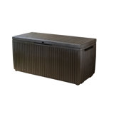 Keter Springwood 80 Gallon Durable Resin Outdoor Storage and Organization Deck Box For Patio Furniture and Supplies, Brown