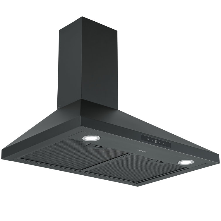 Ancona 30" Convertible Wall-Mounted Pyramid Range Hood in Matte Black