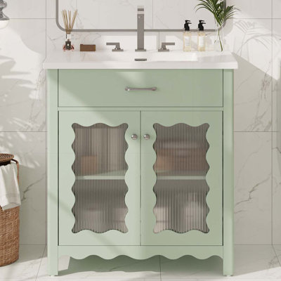 31" Bathroom Vanity with Tempered Glass