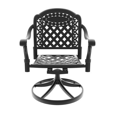 5-Piece All-Weather Cast Aluminum Dining Set, Include 4 Swivel Chairs And Rectangular Table With Black Frame