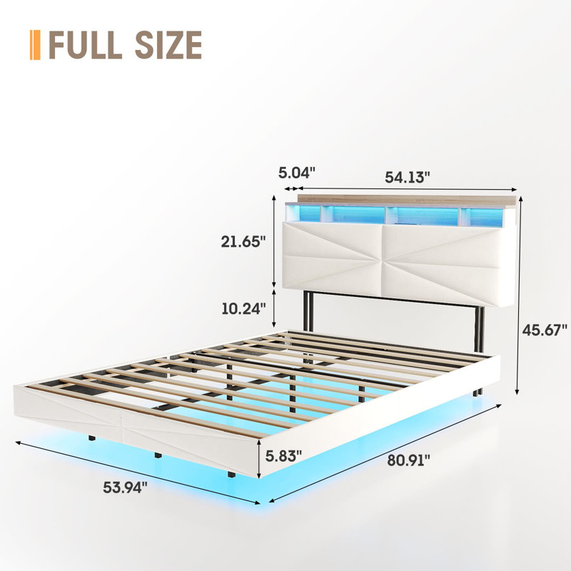 Queen Size Floating Bed Frame, Full
