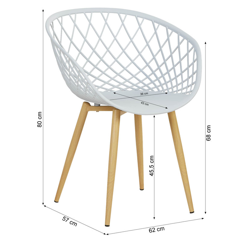 Priscilla Garden Chair with Armrests Set of 6 Plastic Kitchen Chairs Balcony Chairs Outdoor Chair Patio Chairs, Grey