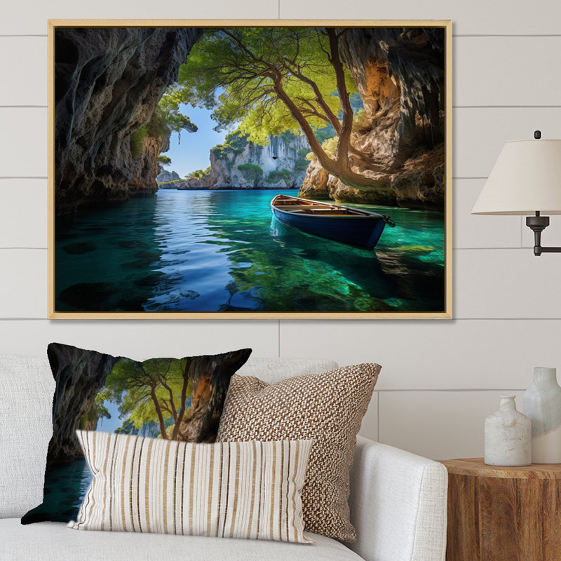 Bennith " Greece Zakynthos Secrets I ", H 34 po x l 44 po, Cadre naturel flottant