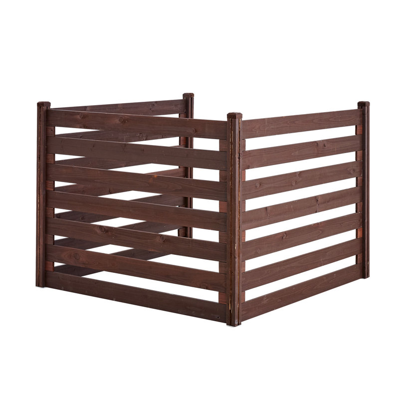 Wooden Privacy Fence, 48 x 37 inch Air Conditioner Fence, 3 Panel Solid Outdoor Wood Privacy Screen with Metal Stakes, Steel Frame, Trash Can Hider Fences Suitable for Garden, Pool