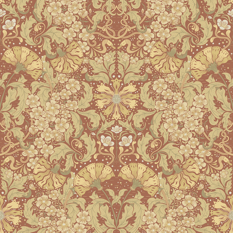 Ojvind Floral Wallpaper Roll, Rust