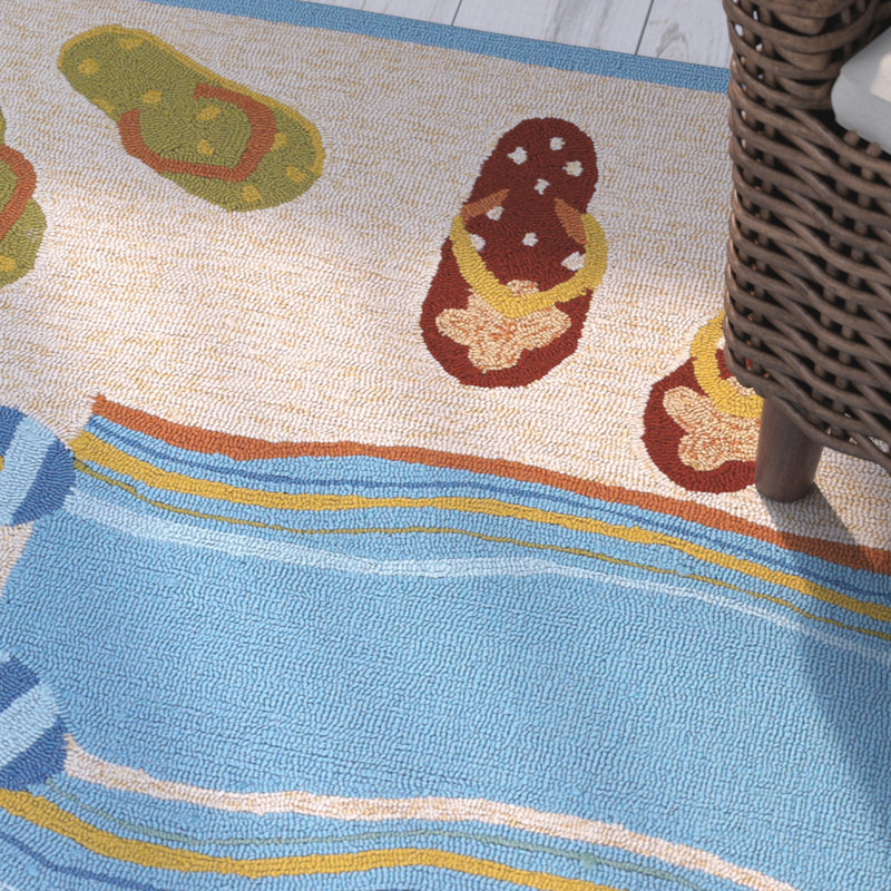 Tapis d'intérieur / extérieur multicolore fait à la main Rundall, Rectangle : 5 pi 6 po x 8 pi