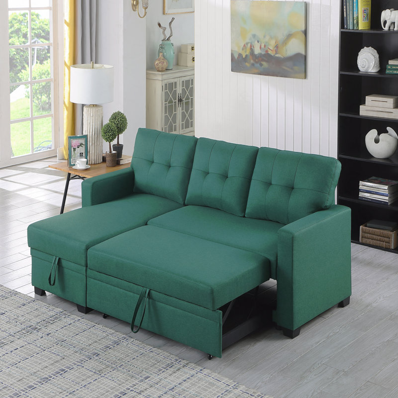 Canapé modulaire rembourré avec méridienne, Vert