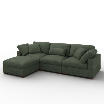 Canapé modulaire en forme de L avec repose-pieds Bouley - vert