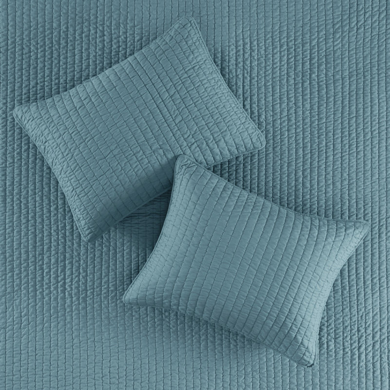 Courtepointe réversible très grand / très grand bleu sarcelle - microfibre, literie de maison rembourrée en coton 3 pièces réversible, microfibre avec tentation