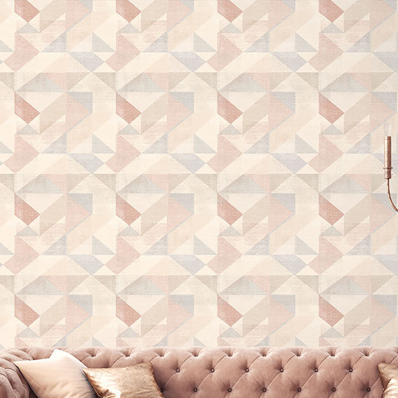 Geometrix 10m x 52.8cm Satin Wallpaper Roll, Blush Rose