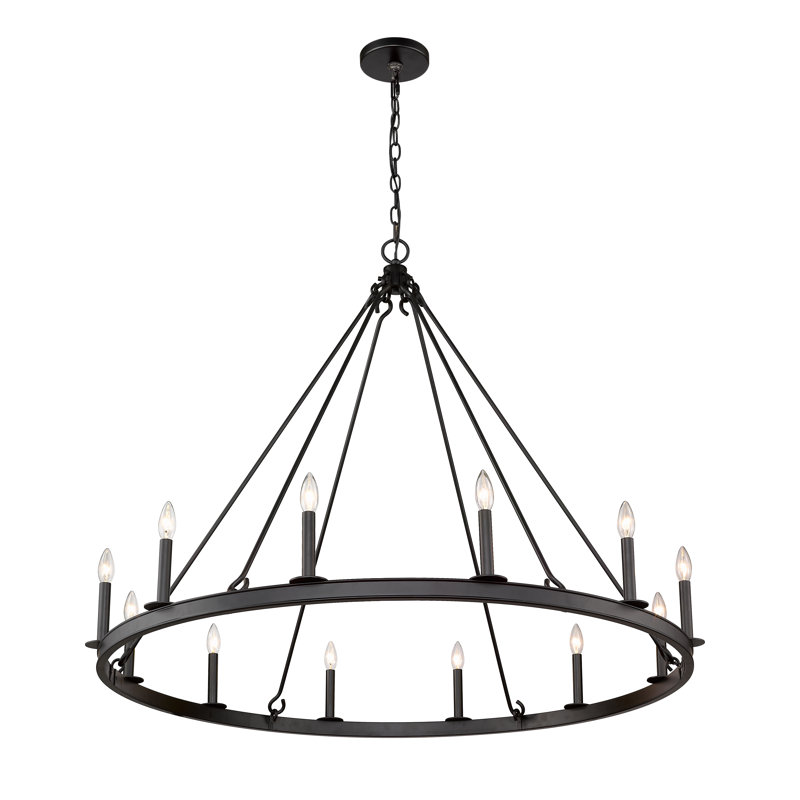 Eddison 12 - Light Dimmable Geometric Chandelier, Matte Black