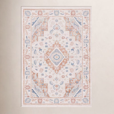 Mayhill Beige Rust Blue Machine Washable Rug