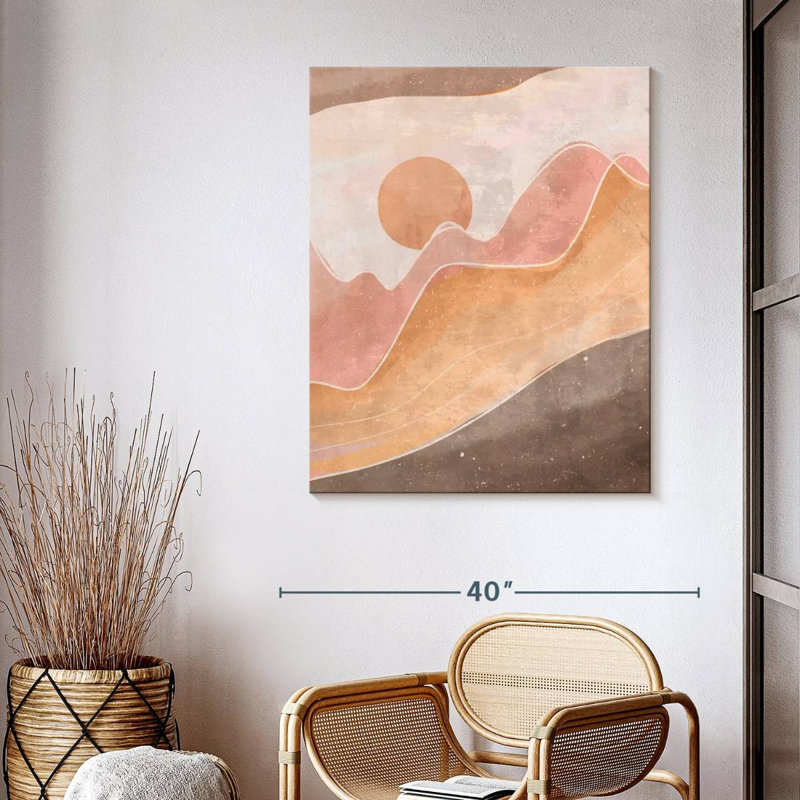 Simple coucher de soleil sur toile, H 40 po x l 32 po x P 1,25 po