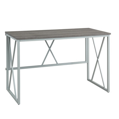 X Design Computer Desk in Weathered Wood and Satin Nickel by Latitude Run