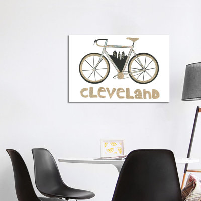 Bike Cleveland by Paper Cutz - Wrapped Canvas Print