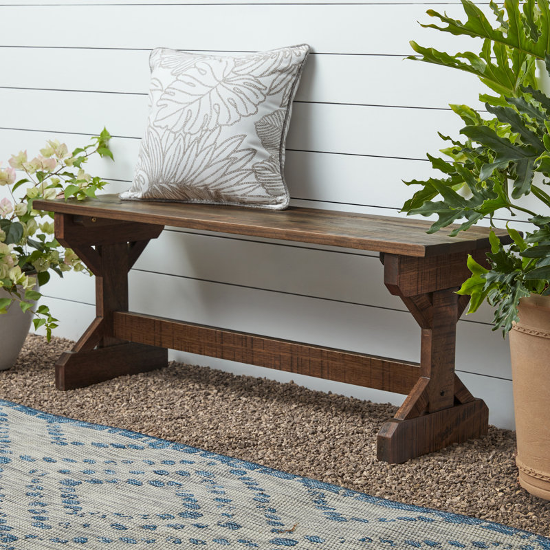 Backyard Discovery 46" Meranti Wood Farmhouse Bench for Entryway, Garden, Patio