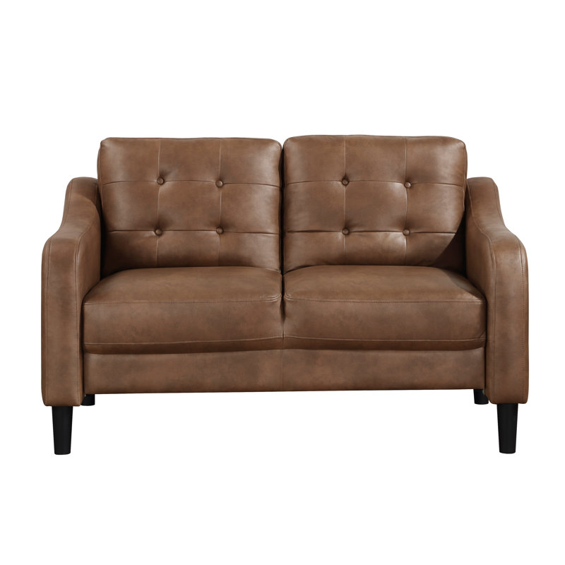 Canapé moderne en microfibre polie et rembourrée avec causeuse capitonnée à boutons capitonnés 1 pièce