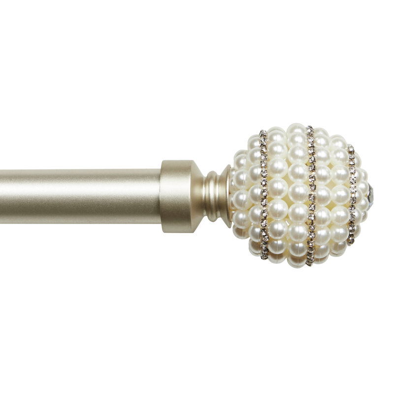 Tringle à rideaux simple réglable en métal 1 po, Argent, L 66 po x L 120 po