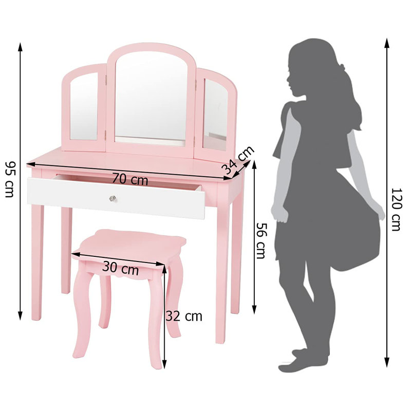 Kids Vanity Set with Mirror, Pink