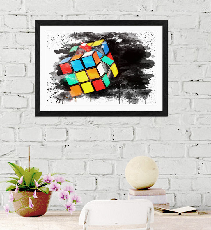Rubik Cube - Wall Art, 45cm H x 62cm W, Framed Picture