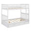 Lits superposés avec 2 tiroirs de rangement, structure en bois massif, échelle et barrière de sécurité - conception convertible-114346441-114346440